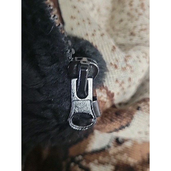 Vtg 90's Mazmania Puppies zip up fleece jacket XL Very Warm Brown Black Dogs EUC - Picture 9 of 10